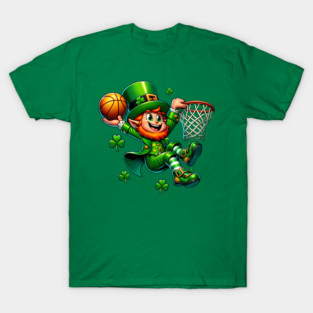 St Patrick's Day Leprechaun Irish Basketball Player T-Shirt