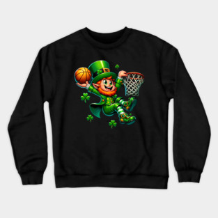 St Patrick's Day Leprechaun Irish Basketball Player Crewneck Sweatshirt