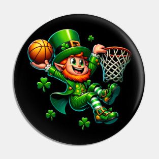 St Patrick's Day Leprechaun Irish Basketball Player Pin