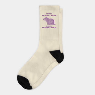 Capybara i want a perfect body i want a perfect soul Shirt, Funny Capybara Meme Socks