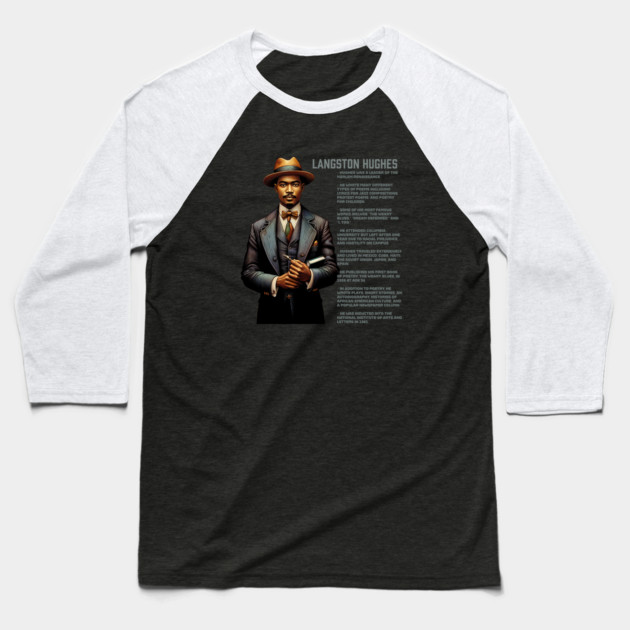 Langston Hughes - Black History Legend Baseball T-Shirt by UrbanLifeApparel