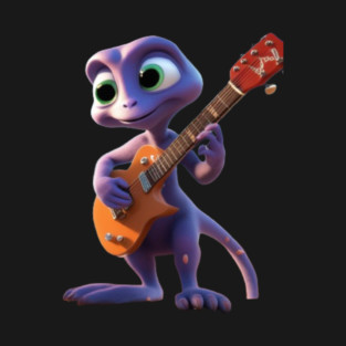 An Alien Cartoon Creature Playing The Guitar T-Shirt