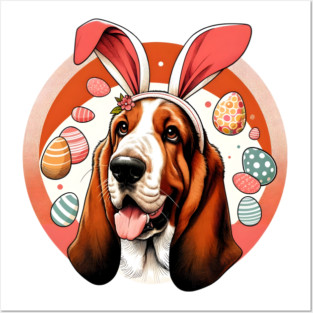 Basset Fauve de Bretagne with Bunny Ears Easter Joy Posters and Art