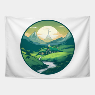 A Hobbit Shire landscape Tapestry