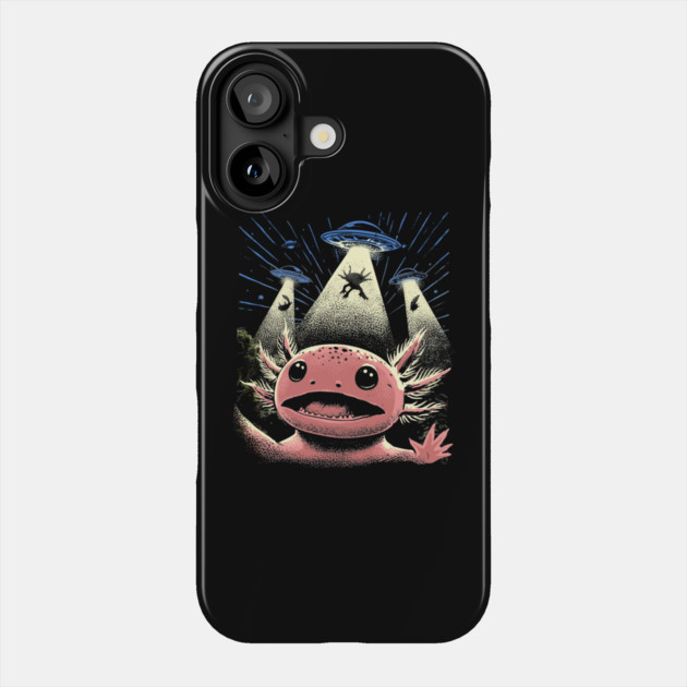 Axolotl and Aliens: Extraterrestrial Encounter Phone Case by GoshWow®