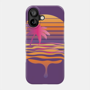Retro striped sun and palm Phone Case