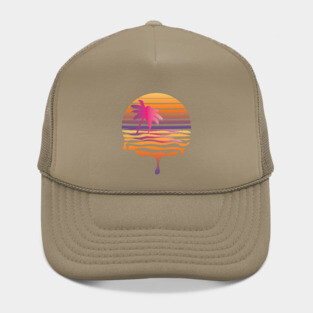 Retro striped sun and palm Hat