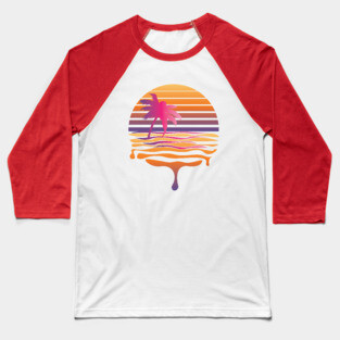 Retro striped sun and palm Baseball T-Shirt