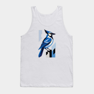 Geometric Blue Jay Bird Design Tank Top