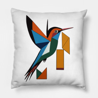Geometric Hummingbird Pillow