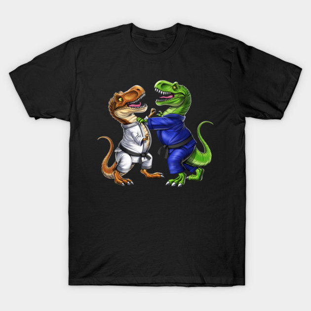 T-Rex Dinosaur Jiu-Jitsu Wrestlers T-Shirt by underheaven