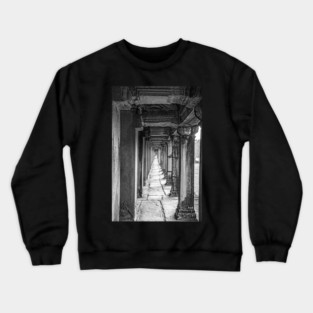 Pillars Along The Gallery, Angkor Wat - BW Crewneck Sweatshirt