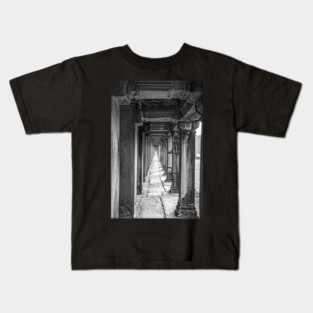 Pillars Along The Gallery, Angkor Wat - BW Kids T-Shirt