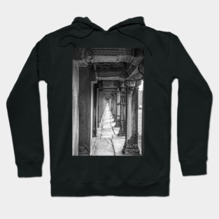 Pillars Along The Gallery, Angkor Wat - BW Hoodie