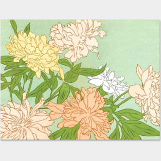 Vintage Victoriana Botanical Chrysanthemum Illustration Design Posters and Art