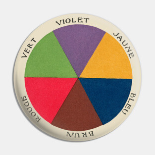 Vintage French Color Wheel Illustration Art Pin