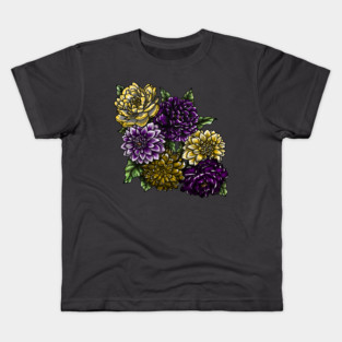 Enby Peonies and Dahlias Kids T-Shirt
