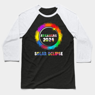 Total Solar Eclipse Arkansas 2024 Colorful Totality Baseball T-Shirt