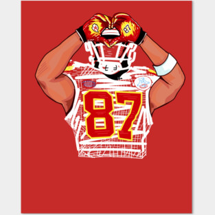 Travis Kelce heart celebration Posters and Art