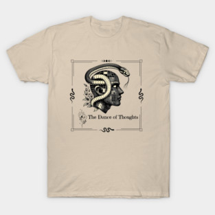 The Dance of Thoughts – Surreal Snake & Human Head Art T-Shirt
