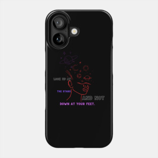 Look Up at the Stars – Motivational Cosmic Line Art Design Phone Case