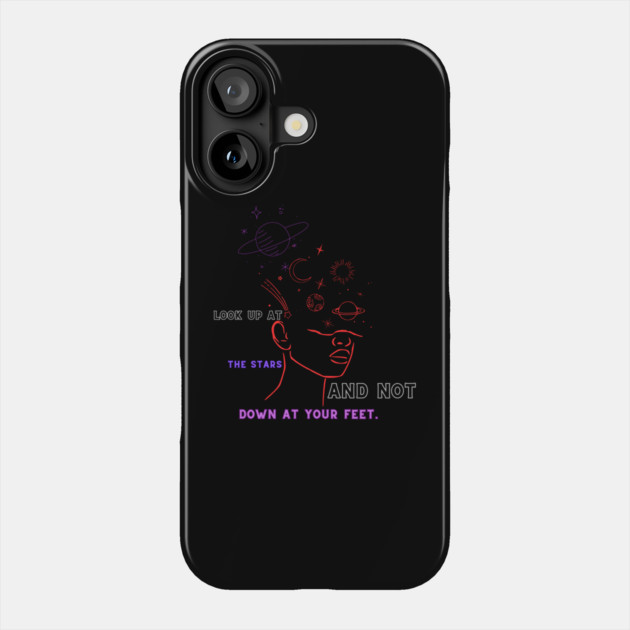Look Up at the Stars – Motivational Cosmic Line Art Design Phone Case by MakerMind8.2