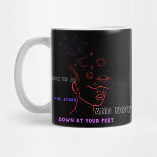 Look Up at the Stars – Motivational Cosmic Line Art Design Mug