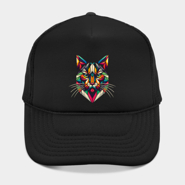 Geometric Cat Head – Colorful Abstract Animal Artwork by MakerMind8.2