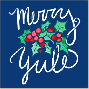 Merry Yule Holly Berries Posters and Art