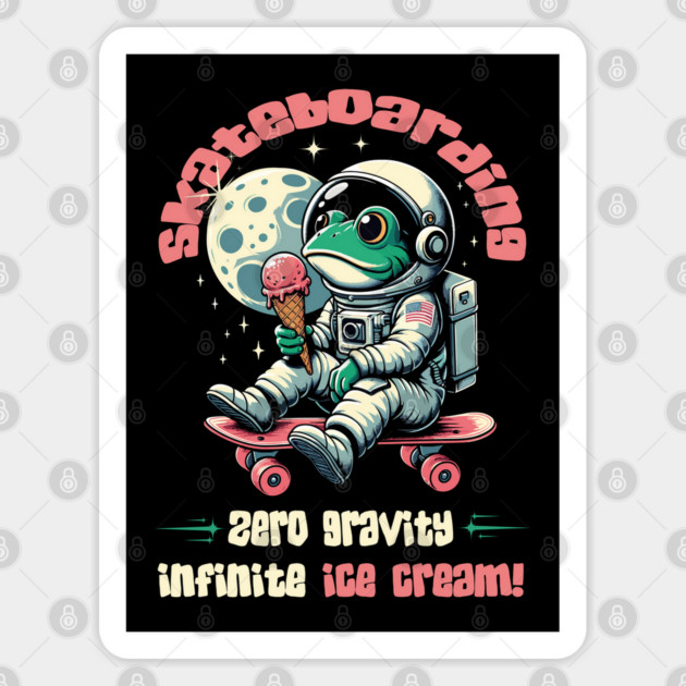 Frog On Skateboard - Funny Frog Skating on Moon Sticker by JessArty