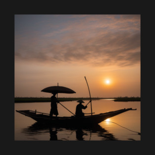 A Boat On The Mekong Delta In Vietnam at Sunset T-Shirt