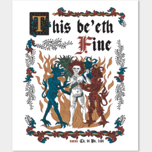 This Is Fine Medieval Style - funny retro vintage English history Posters and Art