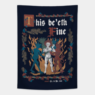 This Is Fine Medieval Style - funny retro vintage English history Tapestry