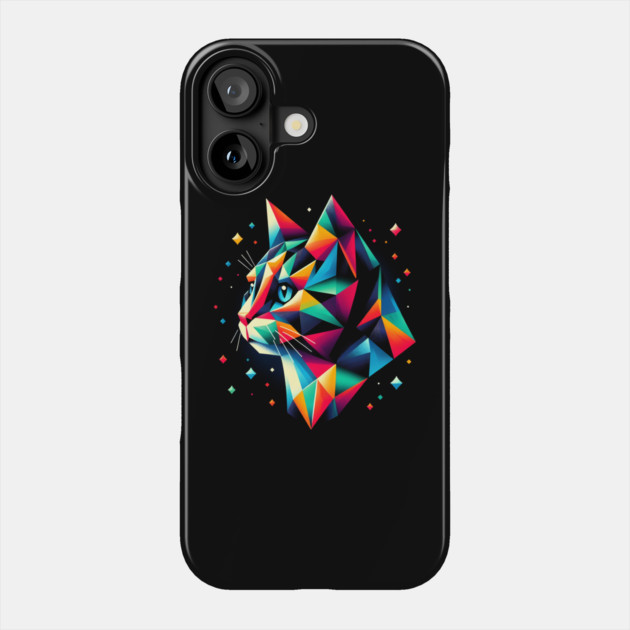 Colorful Geometric Cat – Abstract Polygon Animal Artwork Phone Case by MakerMind8.2