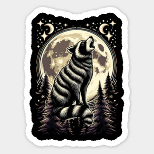Raccoon Howling at the Moon Sticker