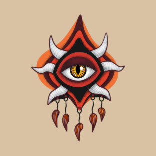 Whimsigoth Demon Evil Eye In Red T-Shirt