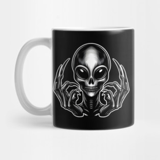 Creepy Alien Skull – Dark Horror Sci-Fi Artwork Mug