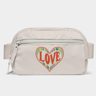 Love Heart Shaped Retro Rainbow Distressed Logo Design Bag