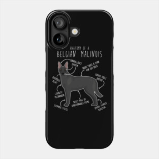 Black Belgian Malinois Dog Anatomy Phone Case