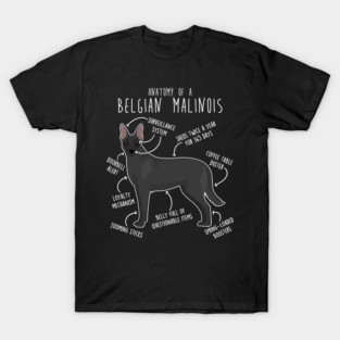 Black Belgian Malinois Dog Anatomy T-Shirt