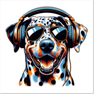 Catahoula Leopard Dog as Smiling DJ in Japanese Art Style Posters and Art