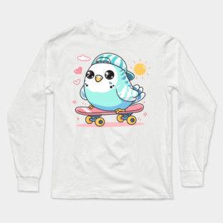 Budgie Skateboarding Long Sleeve T-Shirt