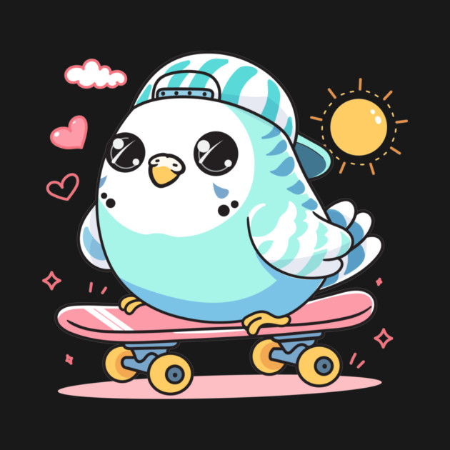 Budgie Skateboarding by CreativeSage
