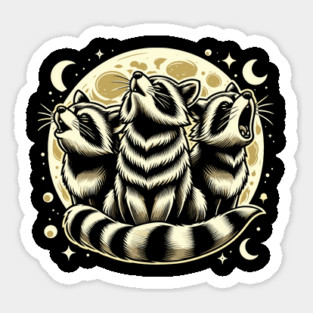 Raccoon Moon Howling Trio - Wildlife Lover Sticker