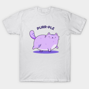 Purrrple Cute Chubby Purple Kitty Cat Pun T-Shirt