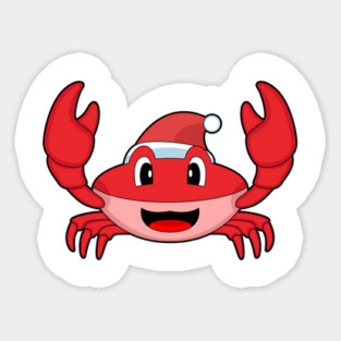 Crab Christmas Santa hat Sticker