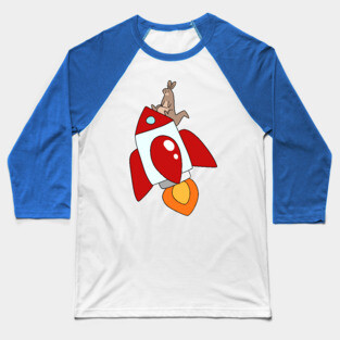 Rocket Ship Kangaroo Baseball T-Shirt