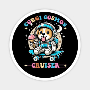 Corgi Skateboarding - Cosmic Corgi Skater Magnet