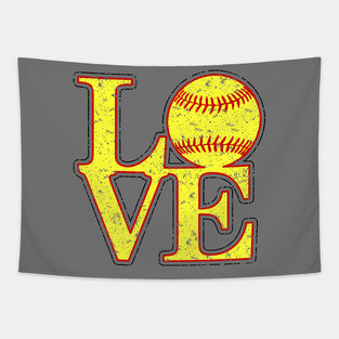 Vintage LOVE Girl's Softball Fastpitch Softball Lover Fast Pitch Tapestry