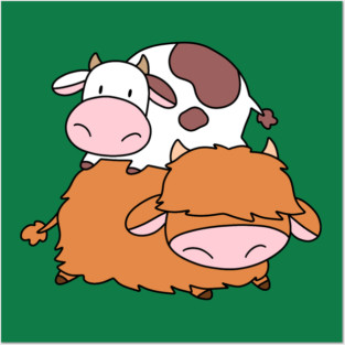 Highland Cow and Little Spotted Cow Posters and Art